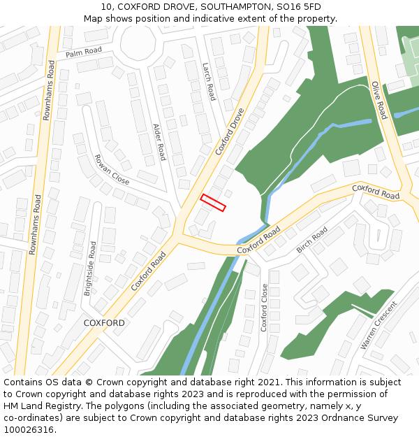 10, COXFORD DROVE, SOUTHAMPTON, SO16 5FD: Location map and indicative extent of plot
