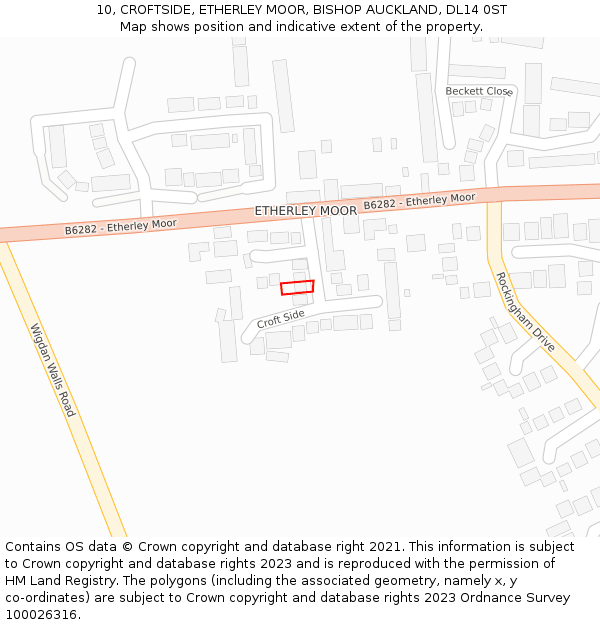 10, CROFTSIDE, ETHERLEY MOOR, BISHOP AUCKLAND, DL14 0ST: Location map and indicative extent of plot