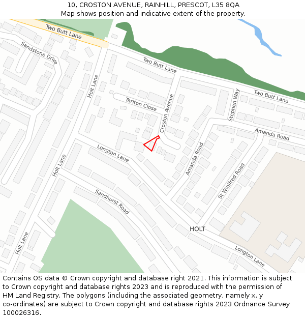 10, CROSTON AVENUE, RAINHILL, PRESCOT, L35 8QA: Location map and indicative extent of plot