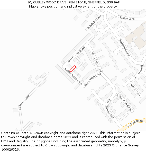 10, CUBLEY WOOD DRIVE, PENISTONE, SHEFFIELD, S36 9AF: Location map and indicative extent of plot