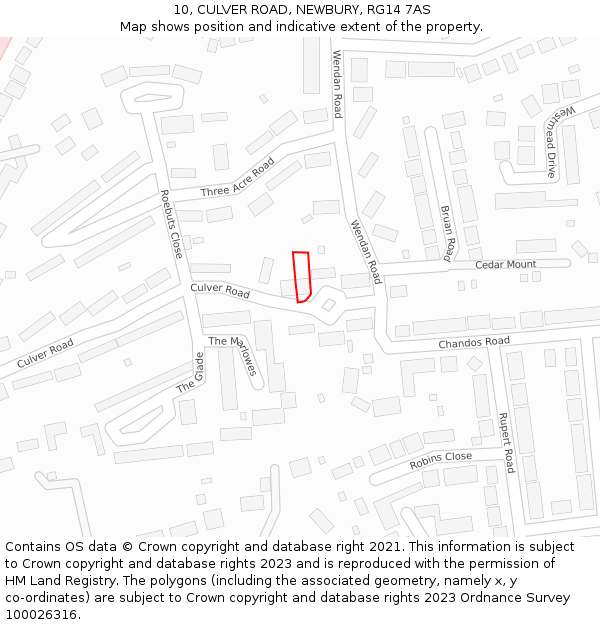 10, CULVER ROAD, NEWBURY, RG14 7AS: Location map and indicative extent of plot