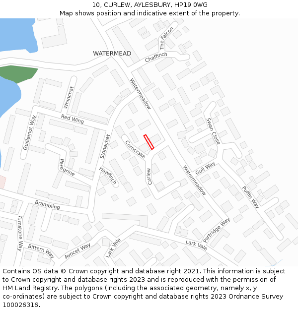 10, CURLEW, AYLESBURY, HP19 0WG: Location map and indicative extent of plot