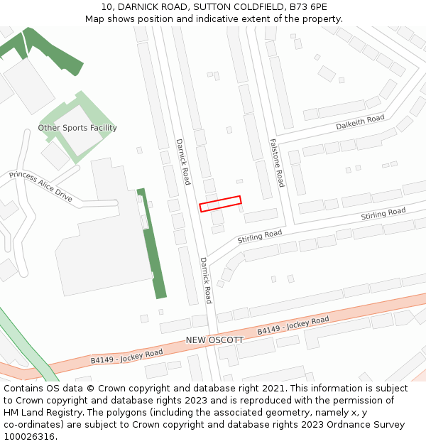 10, DARNICK ROAD, SUTTON COLDFIELD, B73 6PE: Location map and indicative extent of plot