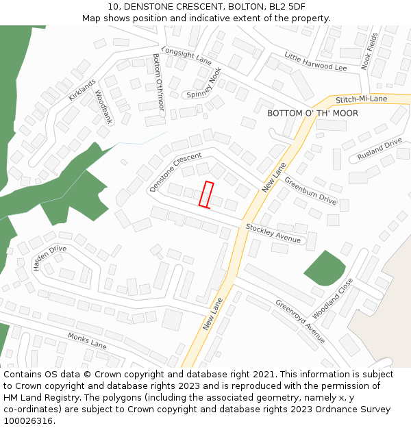 10, DENSTONE CRESCENT, BOLTON, BL2 5DF: Location map and indicative extent of plot