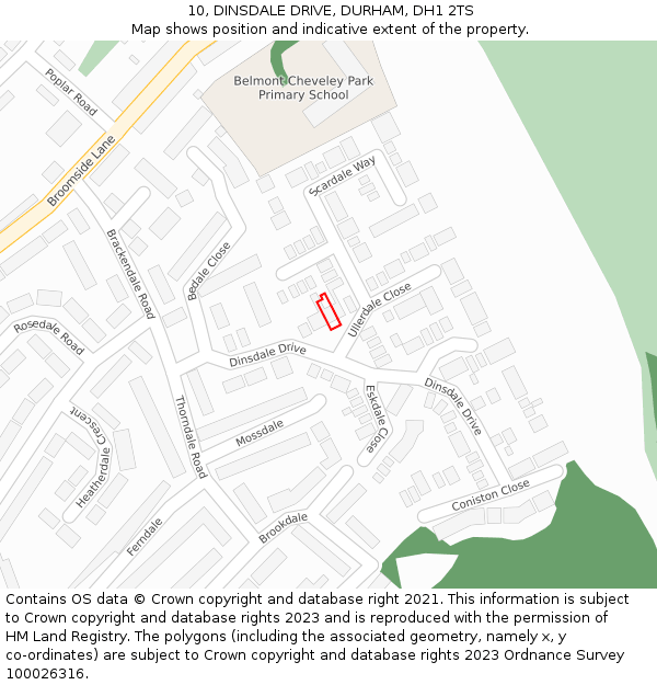 10, DINSDALE DRIVE, DURHAM, DH1 2TS: Location map and indicative extent of plot