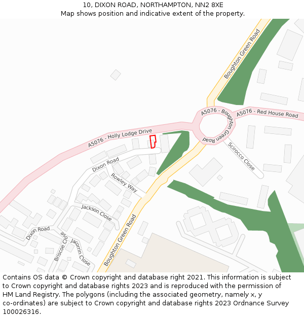 10, DIXON ROAD, NORTHAMPTON, NN2 8XE: Location map and indicative extent of plot