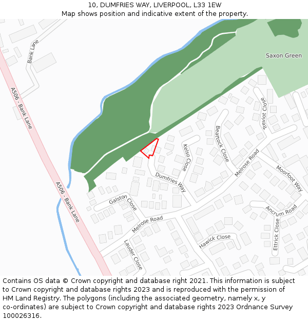 10, DUMFRIES WAY, LIVERPOOL, L33 1EW: Location map and indicative extent of plot