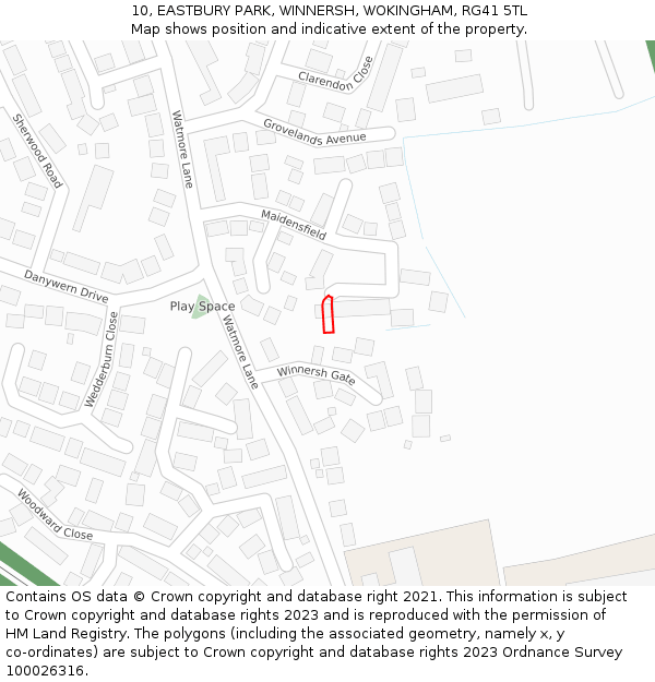 10, EASTBURY PARK, WINNERSH, WOKINGHAM, RG41 5TL: Location map and indicative extent of plot