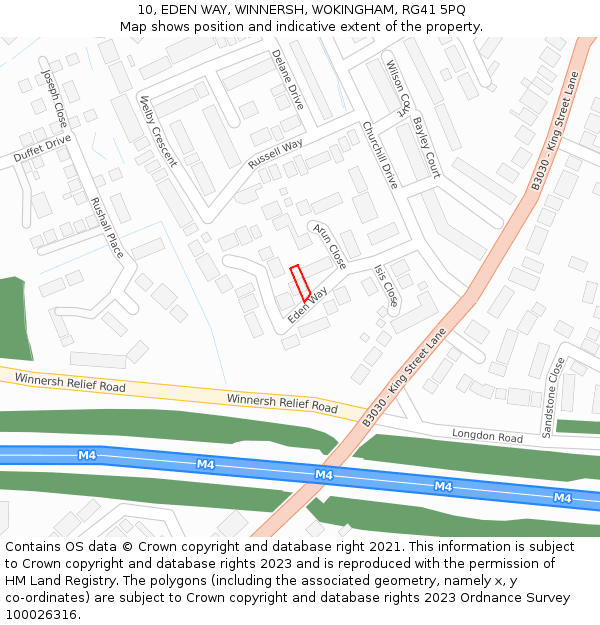 10, EDEN WAY, WINNERSH, WOKINGHAM, RG41 5PQ: Location map and indicative extent of plot