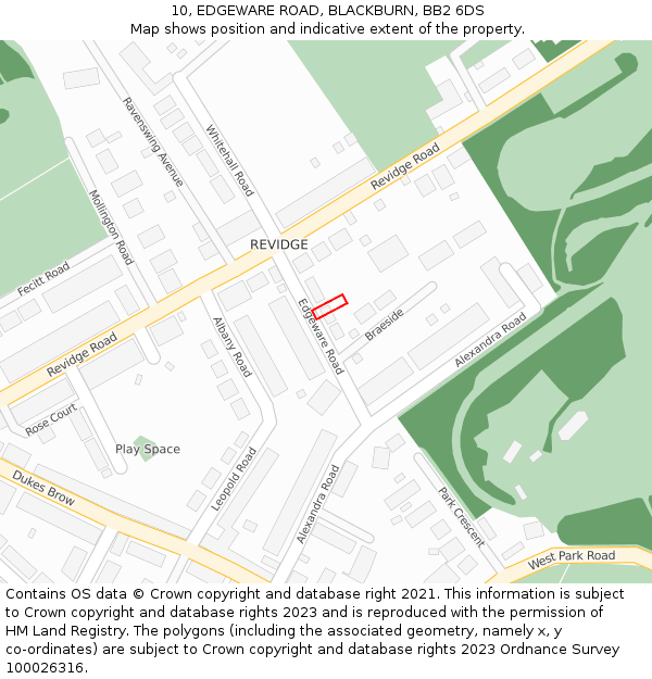 10, EDGEWARE ROAD, BLACKBURN, BB2 6DS: Location map and indicative extent of plot