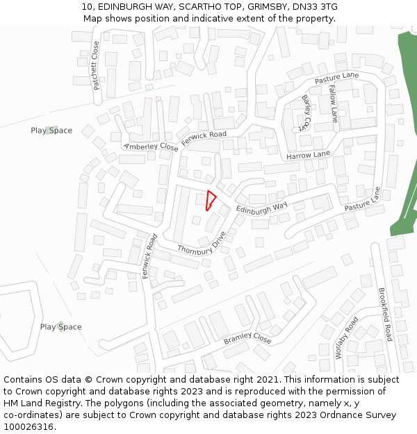 10, EDINBURGH WAY, SCARTHO TOP, GRIMSBY, DN33 3TG: Location map and indicative extent of plot