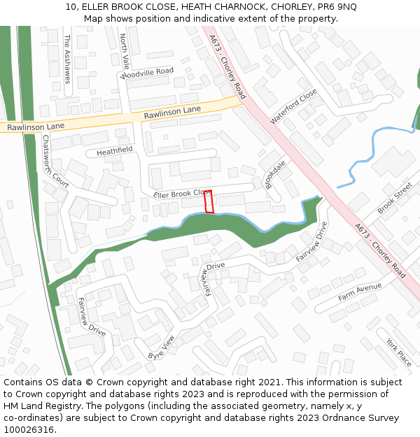 10, ELLER BROOK CLOSE, HEATH CHARNOCK, CHORLEY, PR6 9NQ: Location map and indicative extent of plot