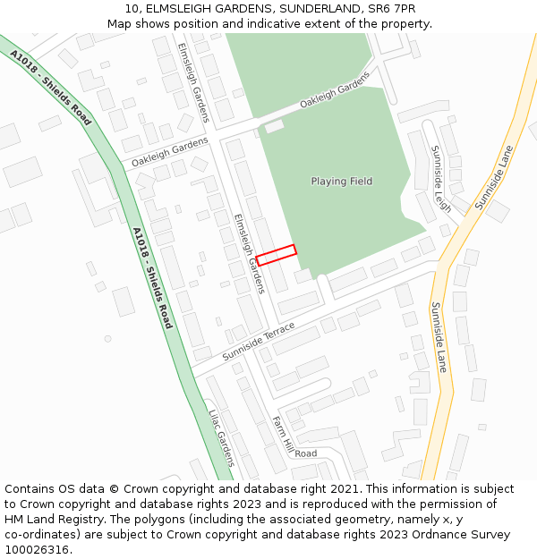 10, ELMSLEIGH GARDENS, SUNDERLAND, SR6 7PR: Location map and indicative extent of plot