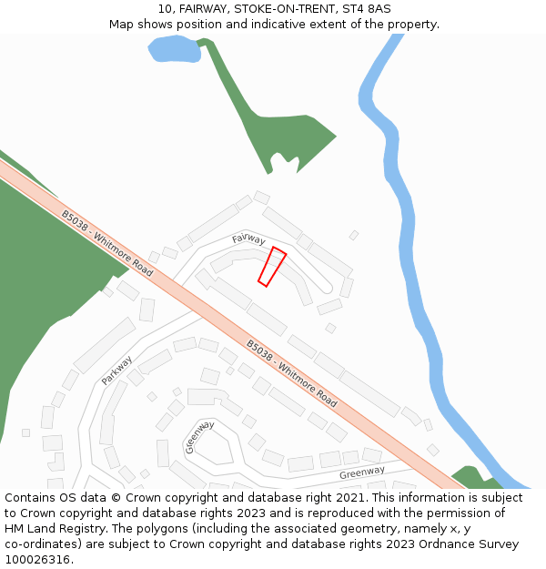 10, FAIRWAY, STOKE-ON-TRENT, ST4 8AS: Location map and indicative extent of plot