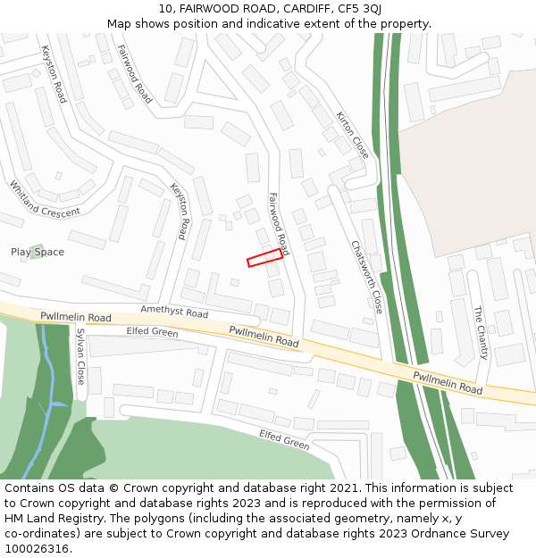 10, FAIRWOOD ROAD, CARDIFF, CF5 3QJ: Location map and indicative extent of plot