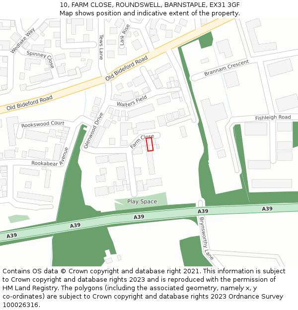 10, FARM CLOSE, ROUNDSWELL, BARNSTAPLE, EX31 3GF: Location map and indicative extent of plot
