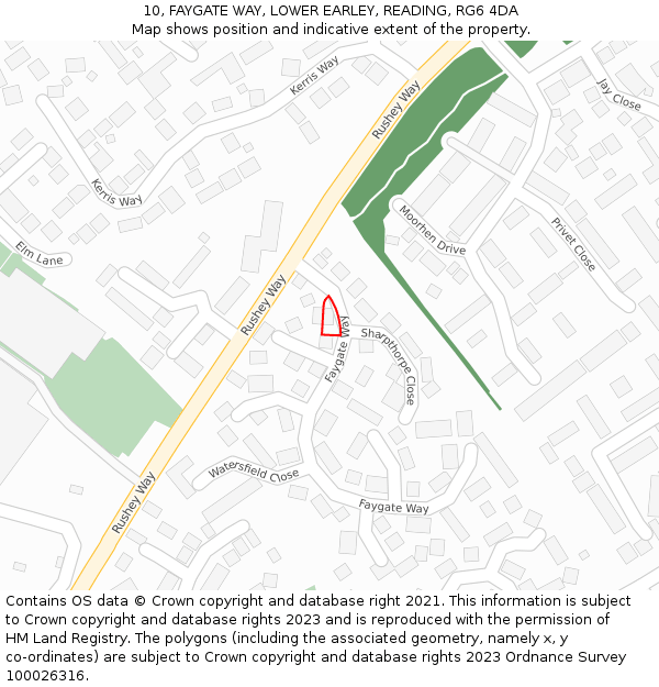 10, FAYGATE WAY, LOWER EARLEY, READING, RG6 4DA: Location map and indicative extent of plot