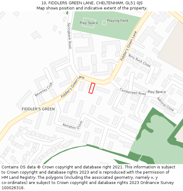 10, FIDDLERS GREEN LANE, CHELTENHAM, GL51 0JS: Location map and indicative extent of plot