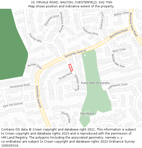 10, FIRVALE ROAD, WALTON, CHESTERFIELD, S42 7NN: Location map and indicative extent of plot