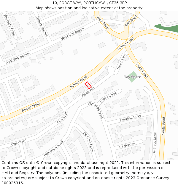 10, FORGE WAY, PORTHCAWL, CF36 3RP: Location map and indicative extent of plot