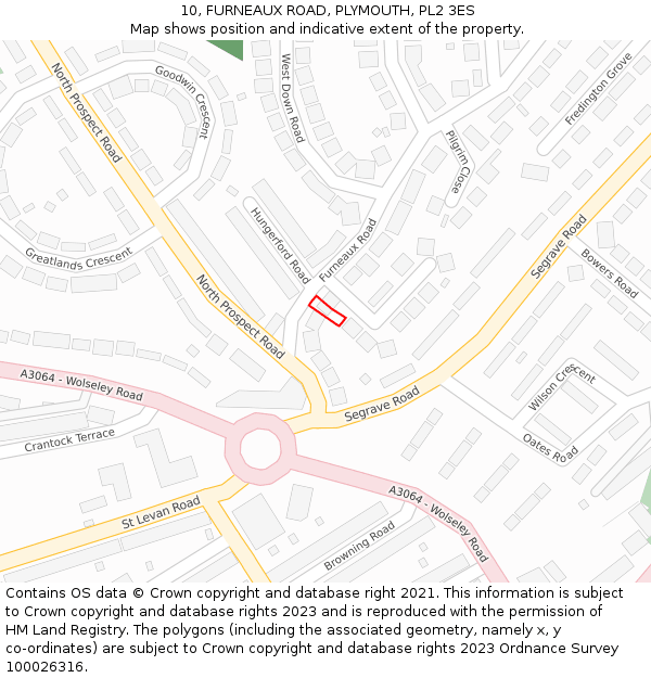 10, FURNEAUX ROAD, PLYMOUTH, PL2 3ES: Location map and indicative extent of plot
