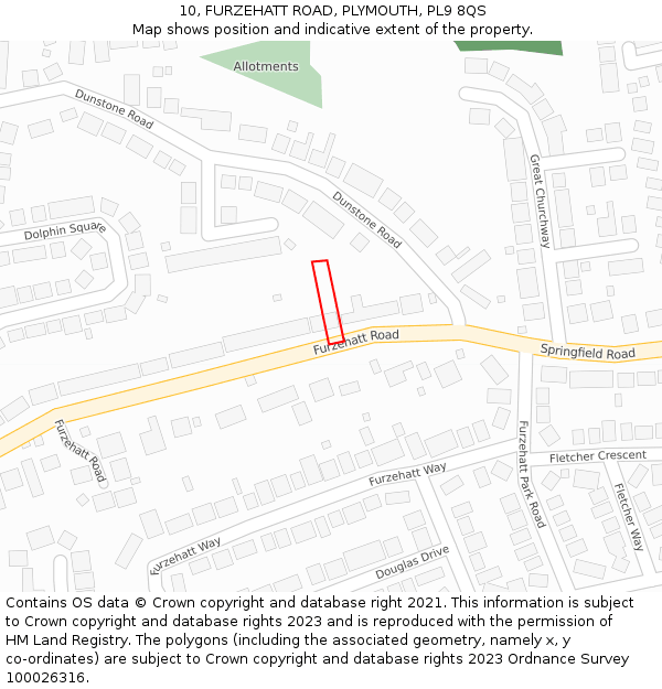 10, FURZEHATT ROAD, PLYMOUTH, PL9 8QS: Location map and indicative extent of plot