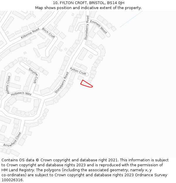 10, FYLTON CROFT, BRISTOL, BS14 0JH: Location map and indicative extent of plot