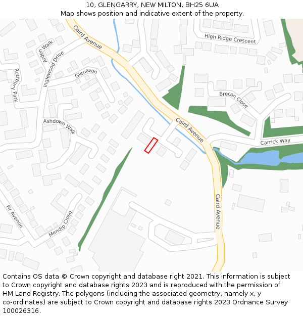 10, GLENGARRY, NEW MILTON, BH25 6UA: Location map and indicative extent of plot