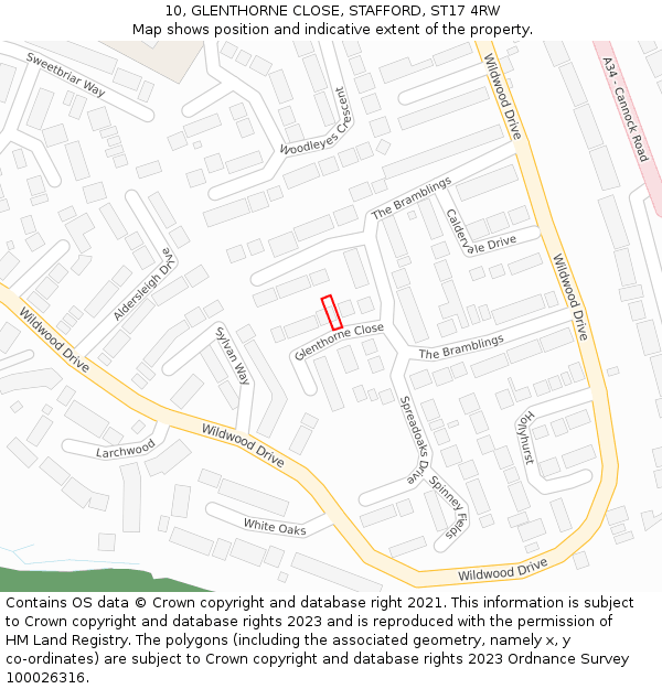 10, GLENTHORNE CLOSE, STAFFORD, ST17 4RW: Location map and indicative extent of plot