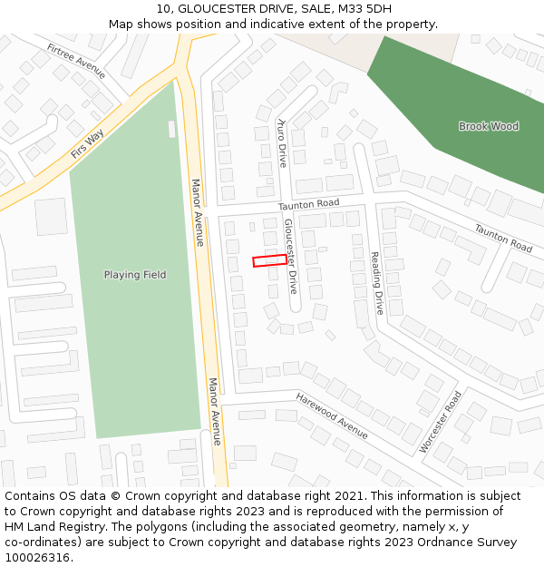 10, GLOUCESTER DRIVE, SALE, M33 5DH: Location map and indicative extent of plot