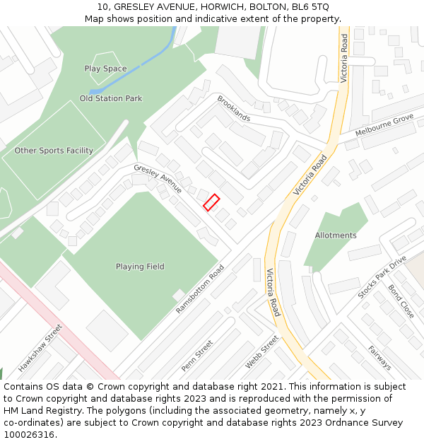 10, GRESLEY AVENUE, HORWICH, BOLTON, BL6 5TQ: Location map and indicative extent of plot