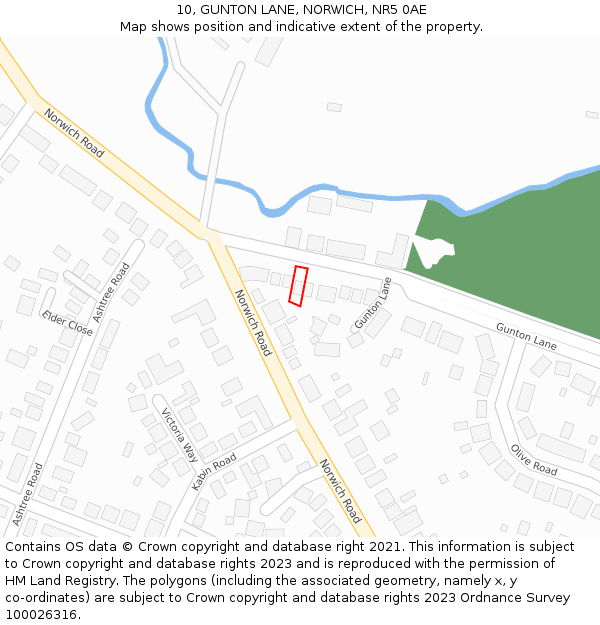 10, GUNTON LANE, NORWICH, NR5 0AE: Location map and indicative extent of plot