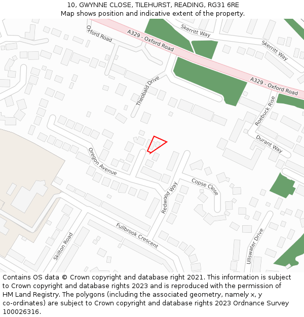10, GWYNNE CLOSE, TILEHURST, READING, RG31 6RE: Location map and indicative extent of plot