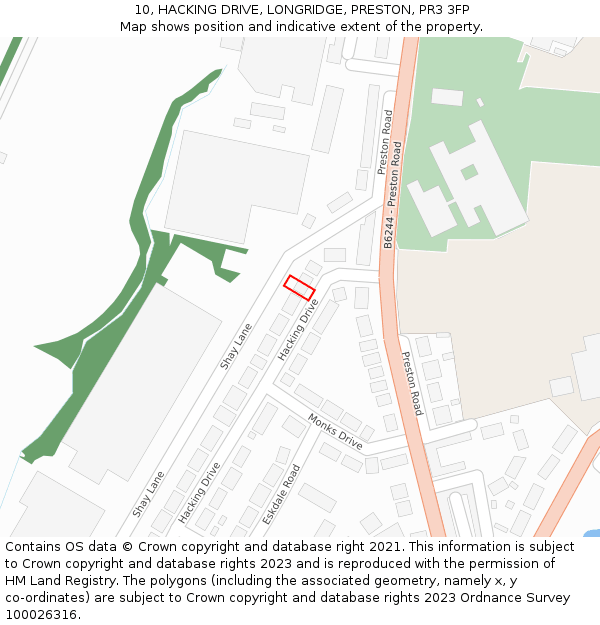 10, HACKING DRIVE, LONGRIDGE, PRESTON, PR3 3FP: Location map and indicative extent of plot