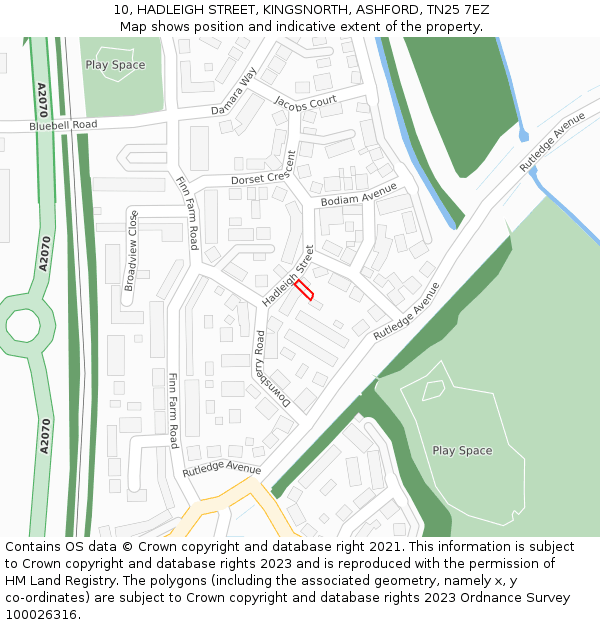 10, HADLEIGH STREET, KINGSNORTH, ASHFORD, TN25 7EZ: Location map and indicative extent of plot