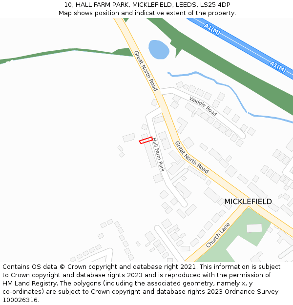 10, HALL FARM PARK, MICKLEFIELD, LEEDS, LS25 4DP: Location map and indicative extent of plot