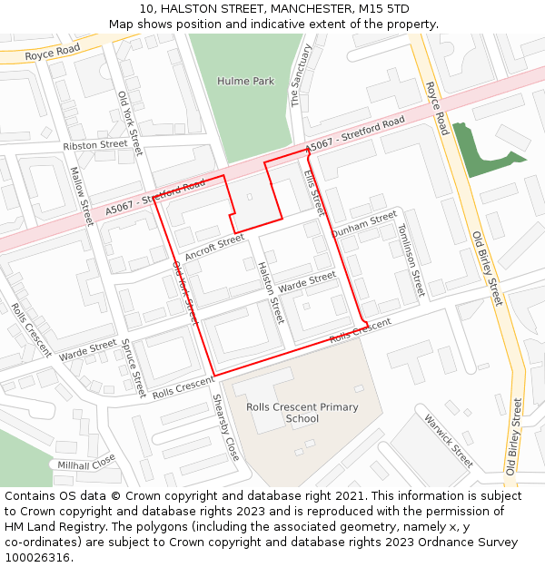 10, HALSTON STREET, MANCHESTER, M15 5TD: Location map and indicative extent of plot
