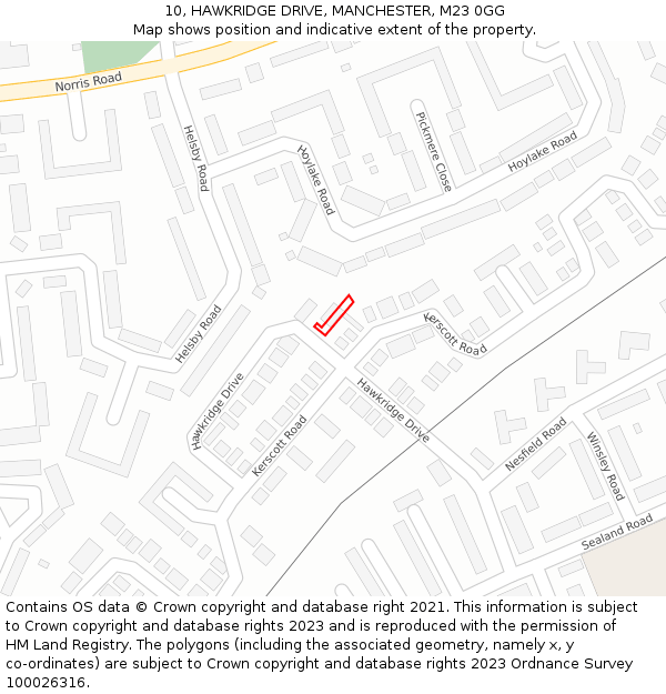 10, HAWKRIDGE DRIVE, MANCHESTER, M23 0GG: Location map and indicative extent of plot