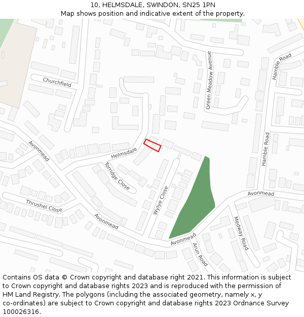 10, HELMSDALE, SWINDON, SN25 1PN: Location map and indicative extent of plot