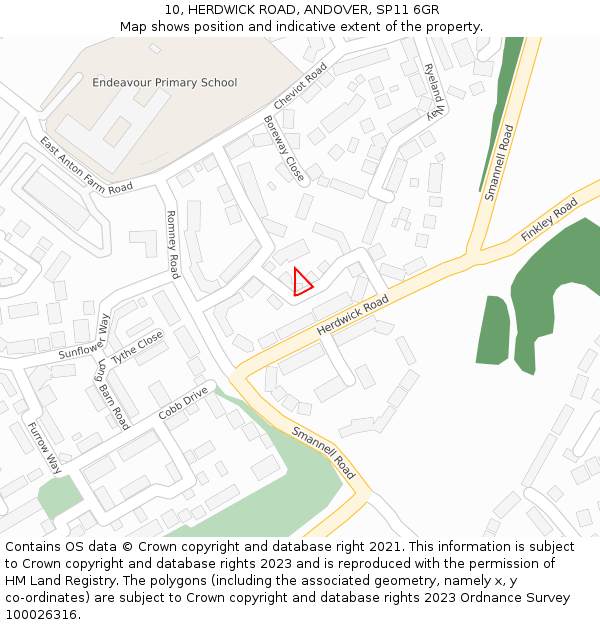 10, HERDWICK ROAD, ANDOVER, SP11 6GR: Location map and indicative extent of plot