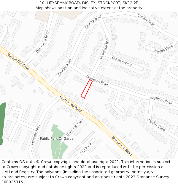 10, HEYSBANK ROAD, DISLEY, STOCKPORT, SK12 2BJ: Location map and indicative extent of plot