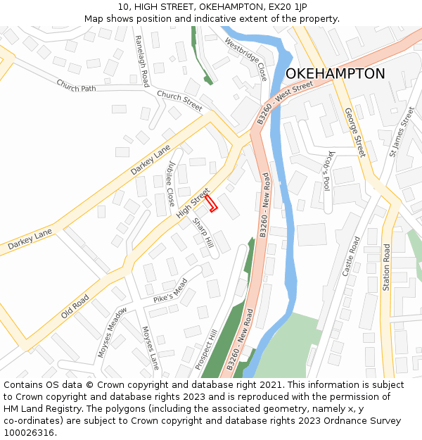 10, HIGH STREET, OKEHAMPTON, EX20 1JP: Location map and indicative extent of plot
