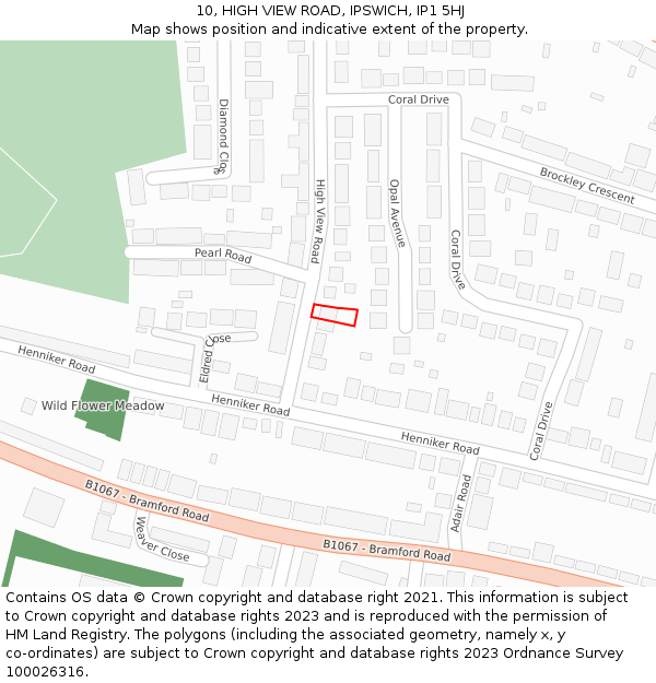 10, HIGH VIEW ROAD, IPSWICH, IP1 5HJ: Location map and indicative extent of plot