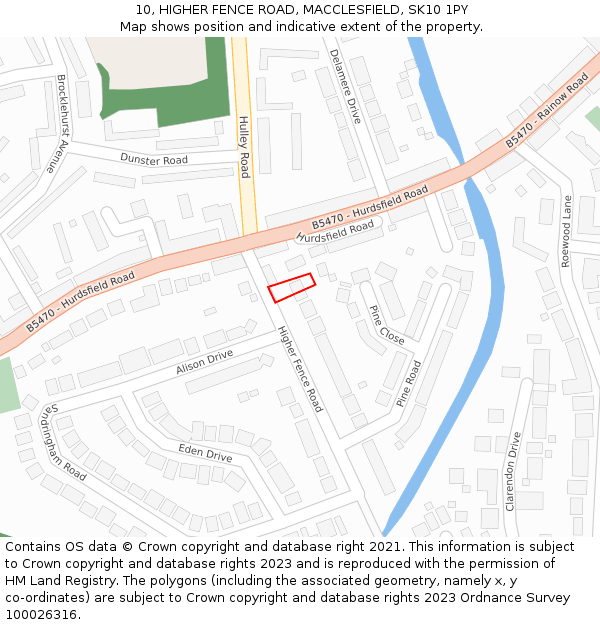 10, HIGHER FENCE ROAD, MACCLESFIELD, SK10 1PY: Location map and indicative extent of plot