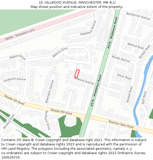 10, HILLWOOD AVENUE, MANCHESTER, M8 4LU: Location map and indicative extent of plot