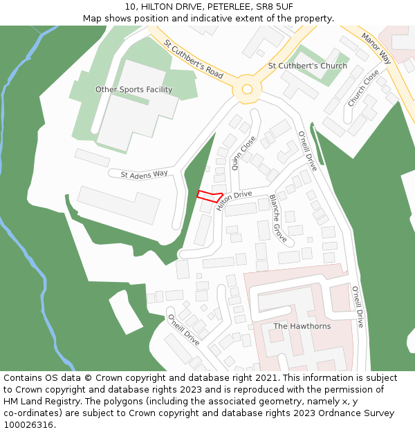 10, HILTON DRIVE, PETERLEE, SR8 5UF: Location map and indicative extent of plot