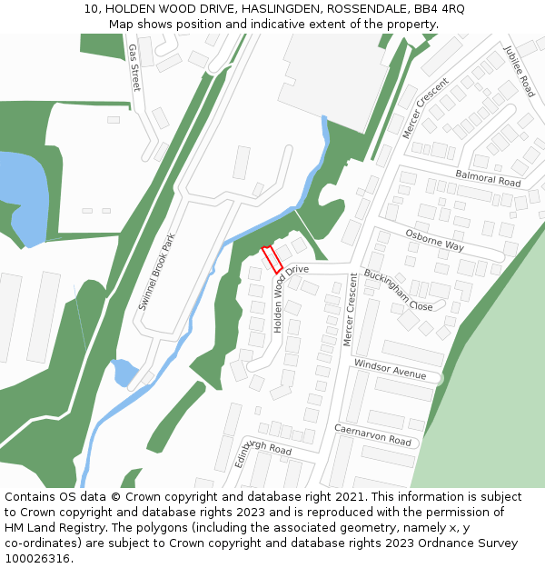 10, HOLDEN WOOD DRIVE, HASLINGDEN, ROSSENDALE, BB4 4RQ: Location map and indicative extent of plot