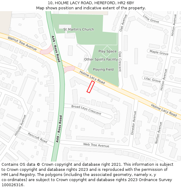 10, HOLME LACY ROAD, HEREFORD, HR2 6BY: Location map and indicative extent of plot