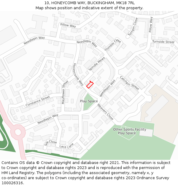 10, HONEYCOMB WAY, BUCKINGHAM, MK18 7RL: Location map and indicative extent of plot