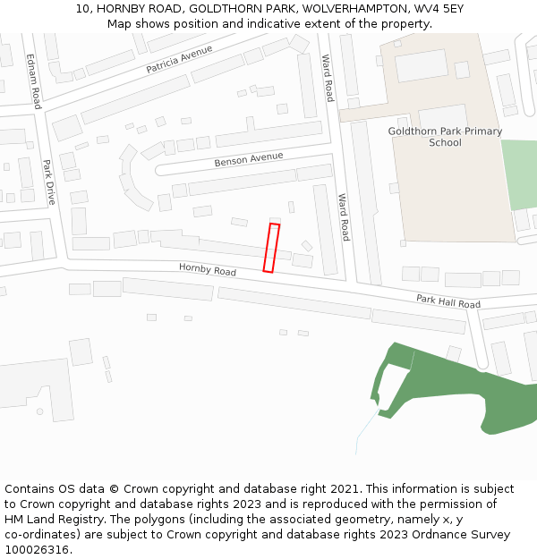 10, HORNBY ROAD, GOLDTHORN PARK, WOLVERHAMPTON, WV4 5EY: Location map and indicative extent of plot